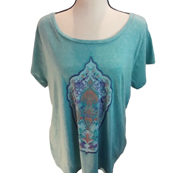 Lucky Brand Tops - Lucky Brand Turquoise Crewneck Short Sleeve T-Shirt